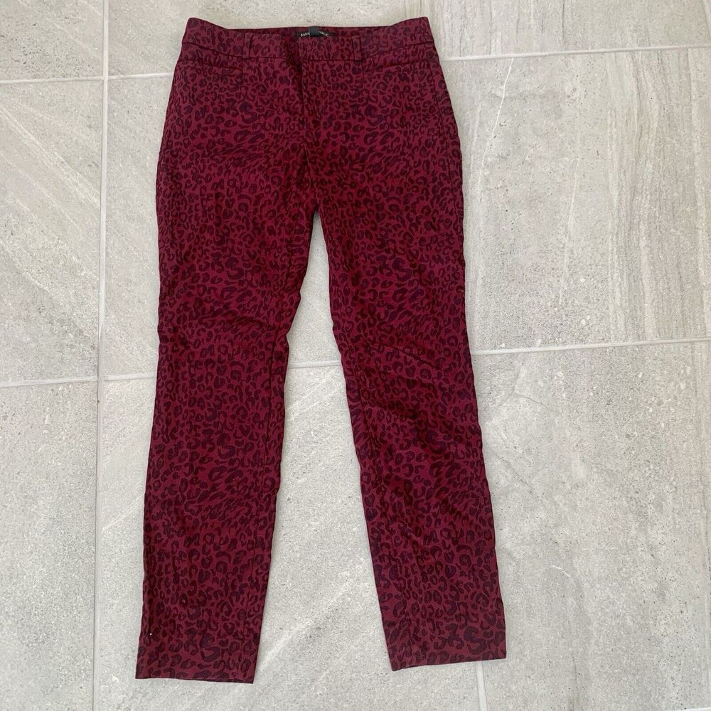 Banana Republic Women Sloan Pants 04 Cheetah Print Grunge Rock Festival Straight